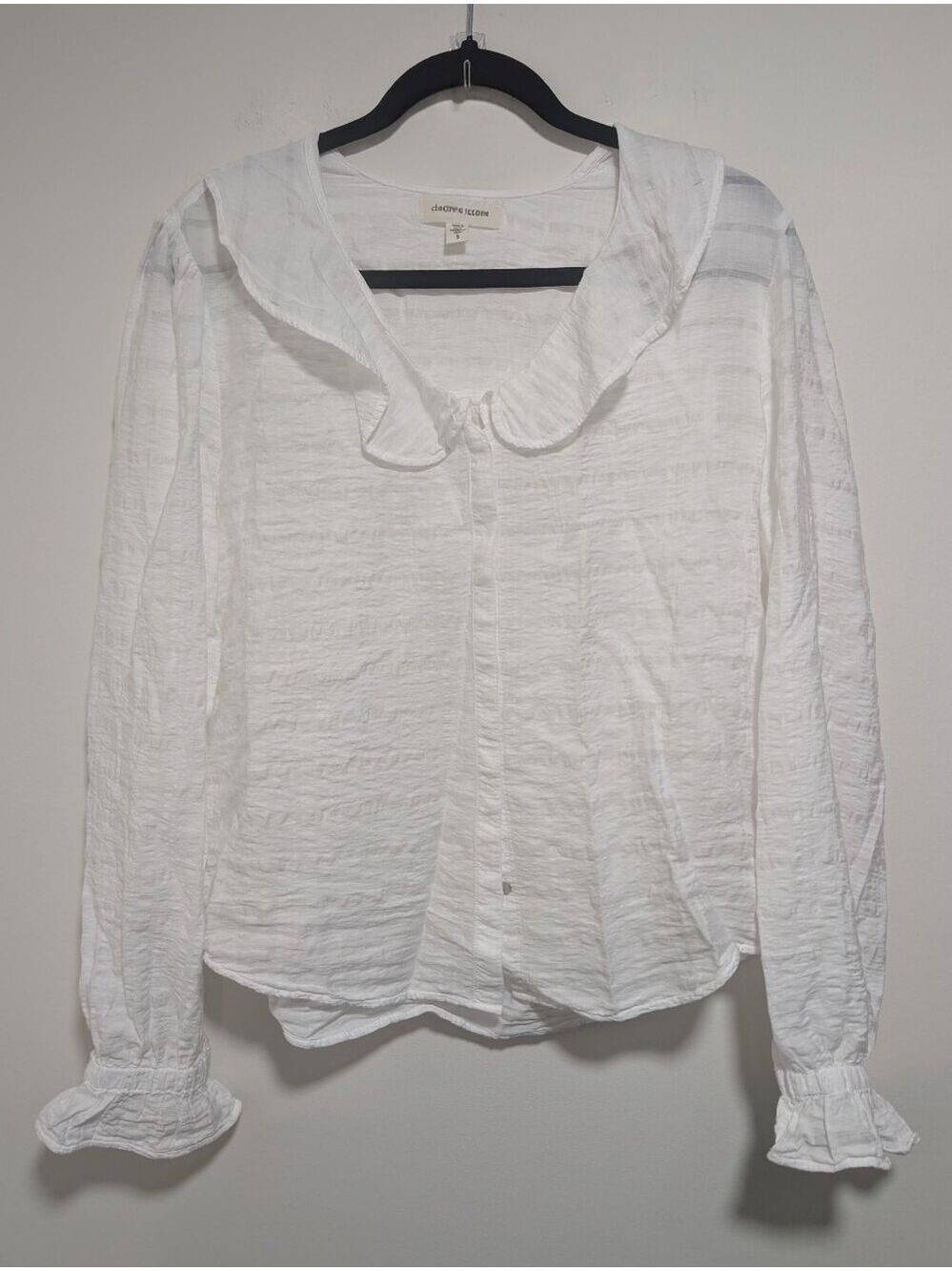 Cloth & Stone | Ruffle Peter Pan Collar Button Down Blouse In White